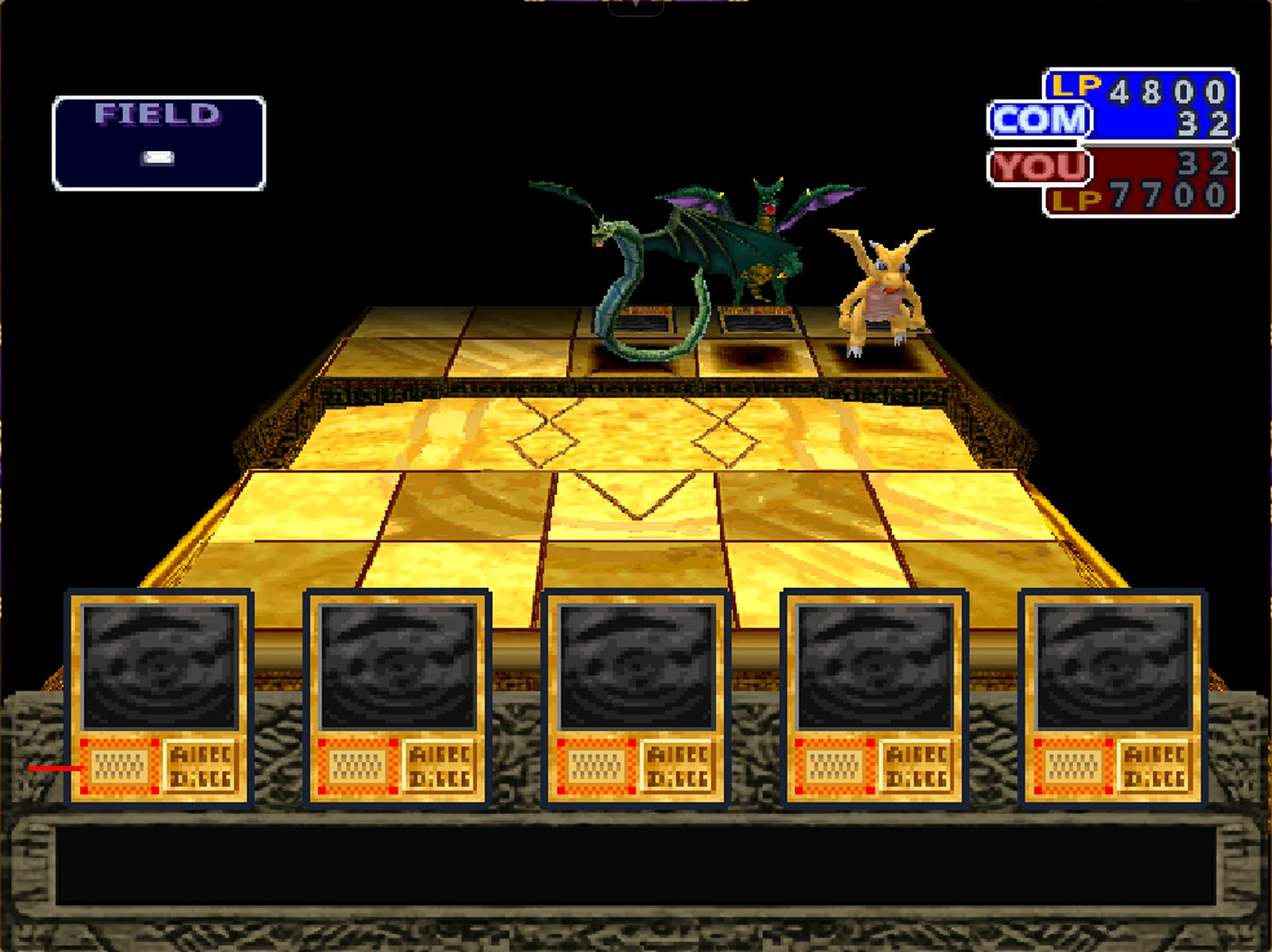 Duel with 3D monster holograms above the board